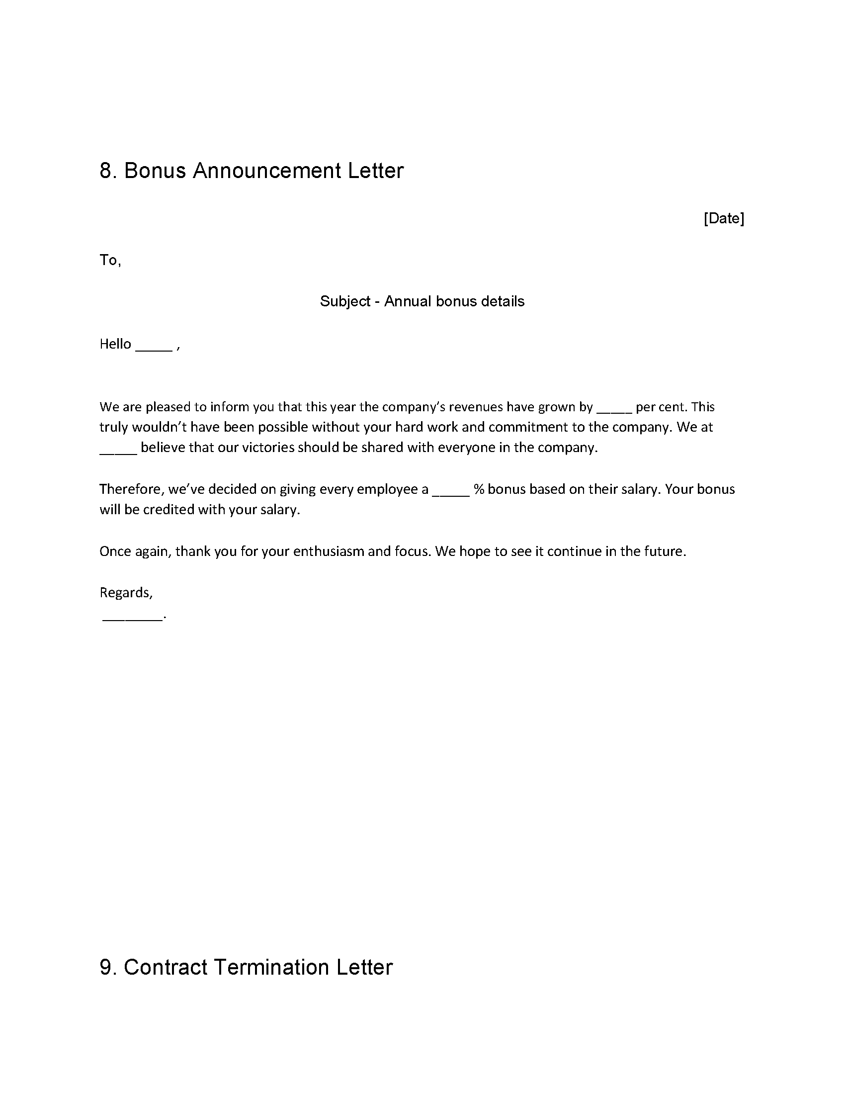 3 - Bonus Announcement Letter